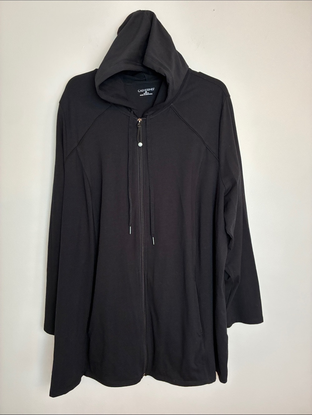 Catherines Black Hooded Zip-Front lightweight jacket Size 2X 22/24W
